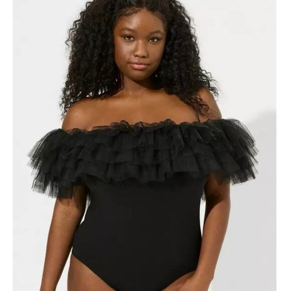 Torrid Tops - Torrid off the shoulder tulle bodysuit top sz 2x